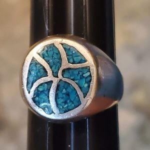 Vintage Sterling Crushed Turquoise Ring